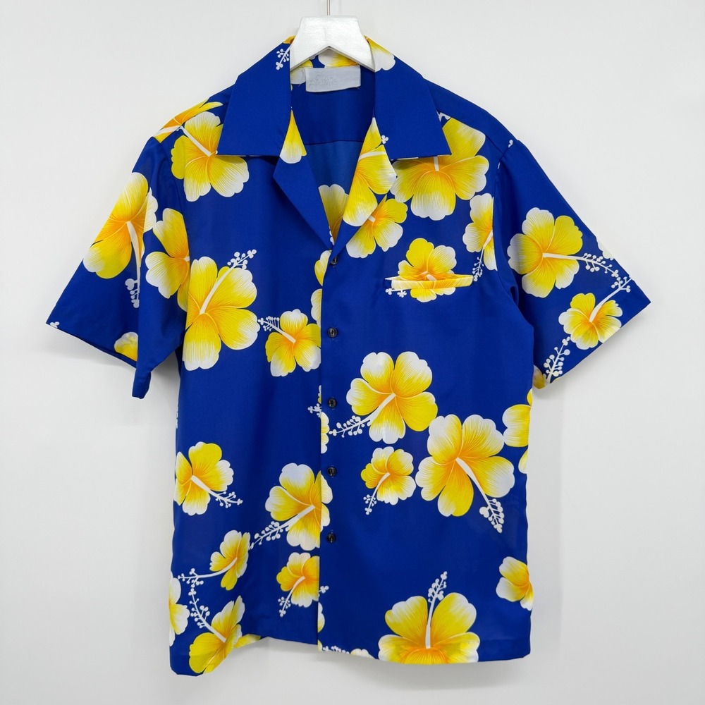 Vintage 70s Hilo Hattie Hawaiian Shirt Mens Size M L Hibiscus Coastal Resort USA